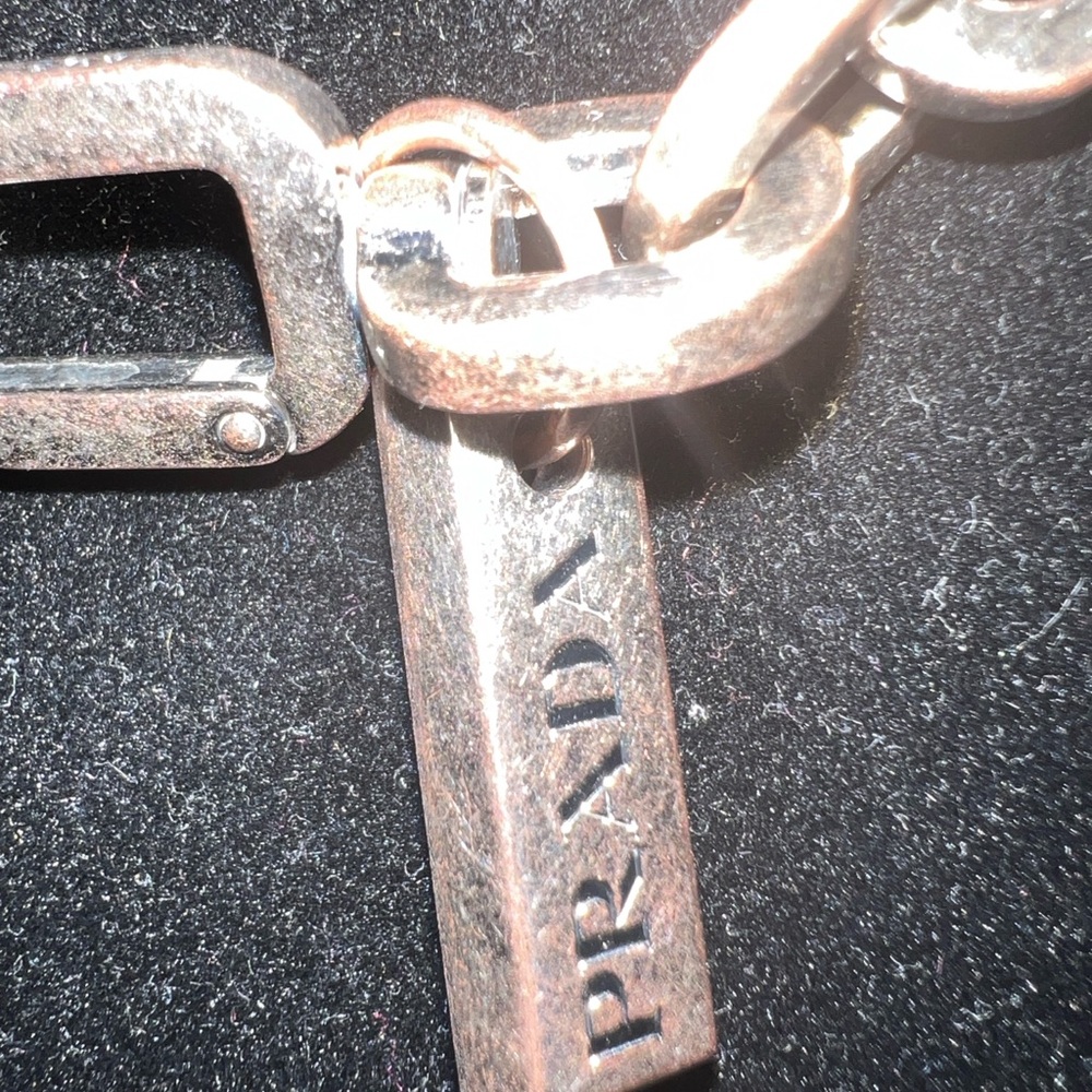 Prada Silver-Tone Chunky Link Necklace with Signature Tag - Picture 5 of 10